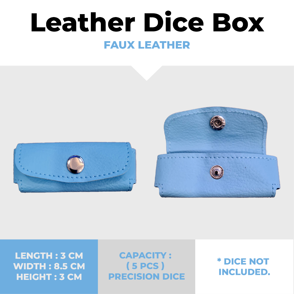 Leather Dice Box - Light Blue